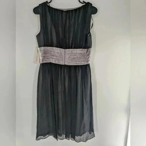 MAGGY LONDON 100% SILK COCKTAIL CLASSIC SLEEVELES KNEE LENGHTH BLACK DRESS 8 - Picture 8 of 14